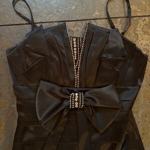 Kenzel Paris Elegant Black Strapless Dress vintage black rhinestone dress